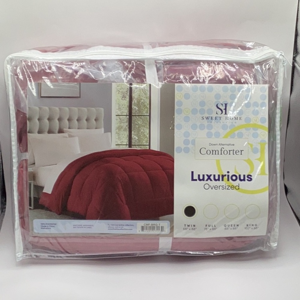 Luxurious Burgandy Twin Comforter Set with Textured Design